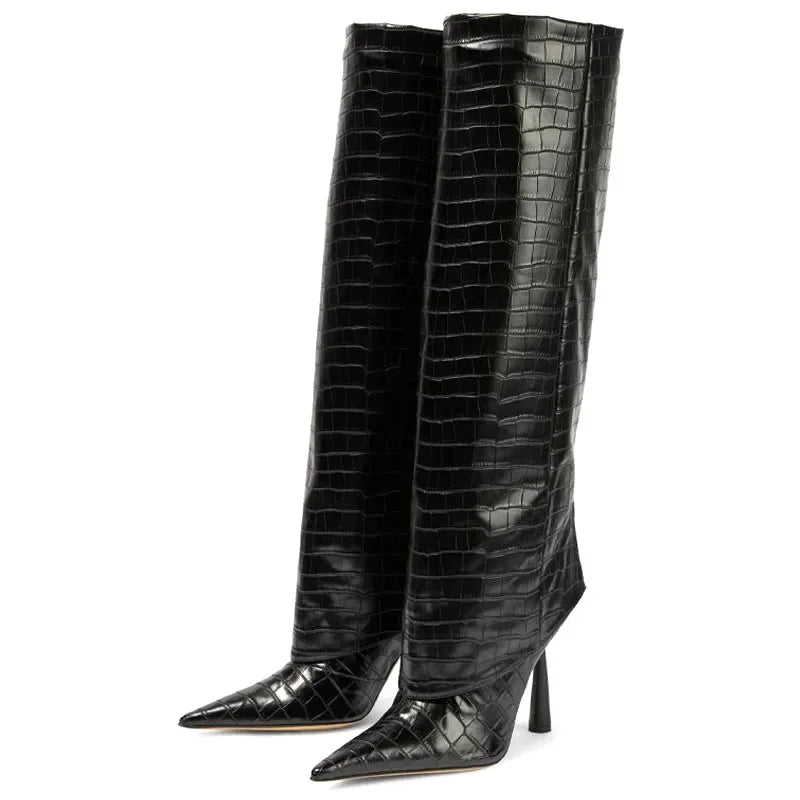 Croc High Heel Boots – Stiefel in Kroko - Optik - Fav Avenue