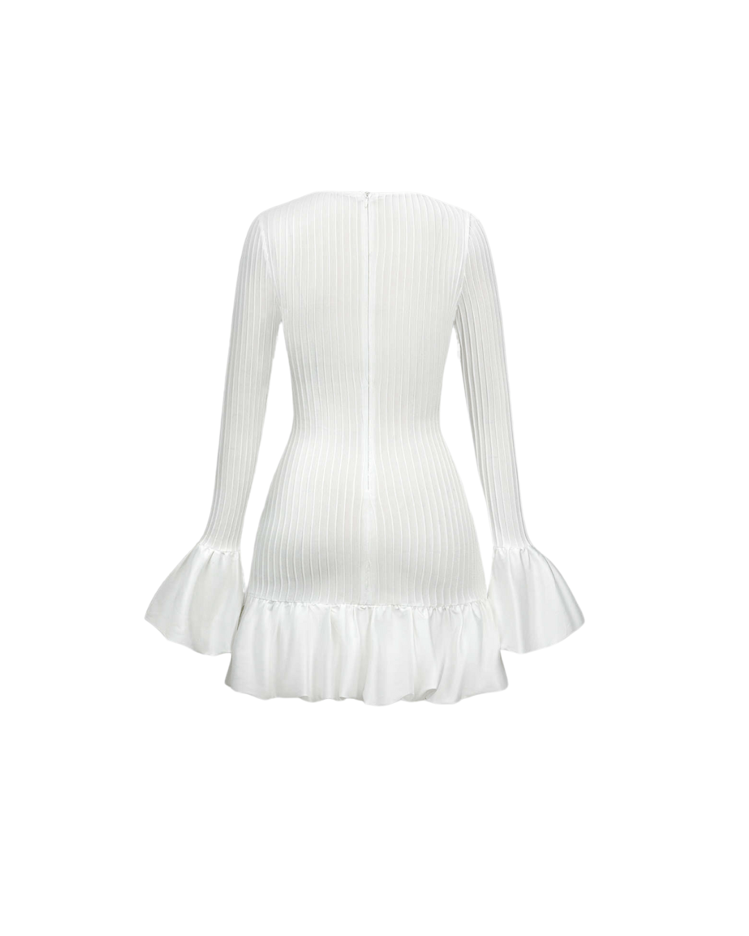 Ella - Weißes Kleid mit voluminösen Ärmeln und Saum - Fav Avenue