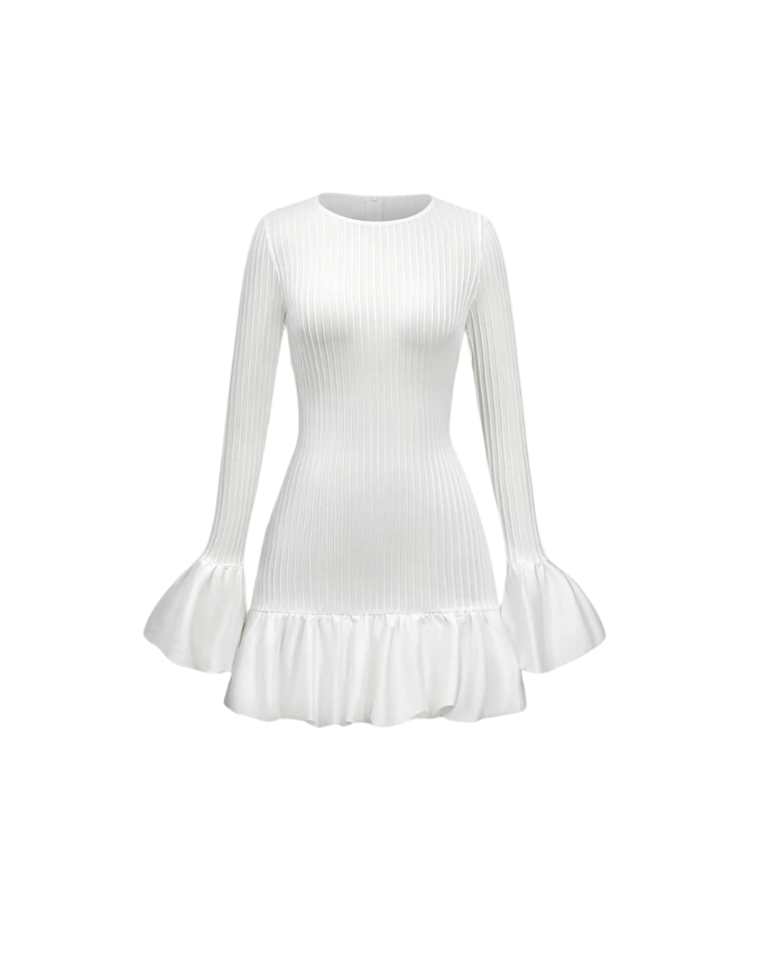 Ella - Weißes Kleid mit voluminösen Ärmeln und Saum - Fav Avenue
