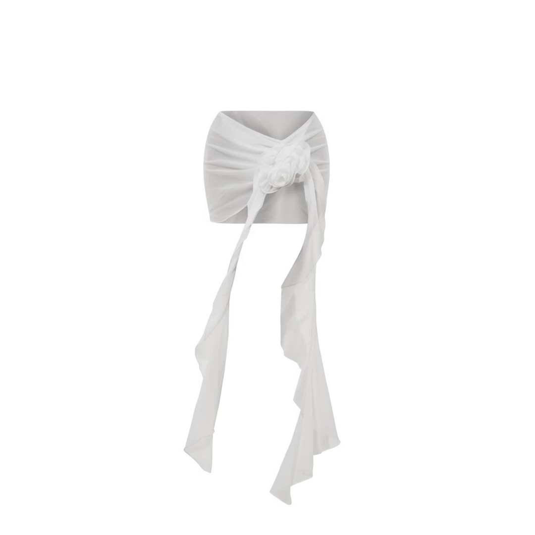 Fiorella– Eleganter Ein - Schulter - Badeanzug mit Rosen - Details & Überrock - Fav Avenue