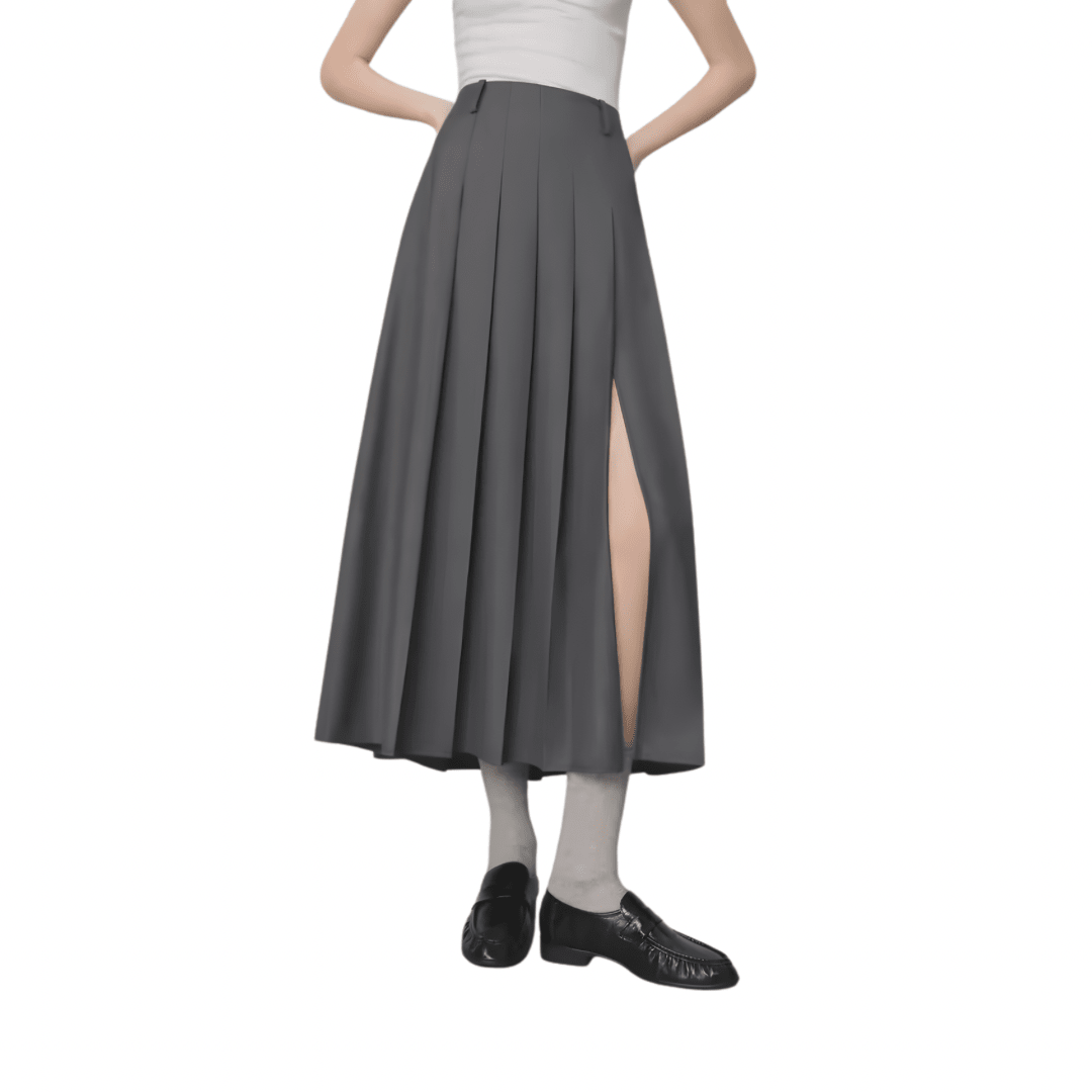 High Waist Faltenrock mit Schlitz - Fav Avenue