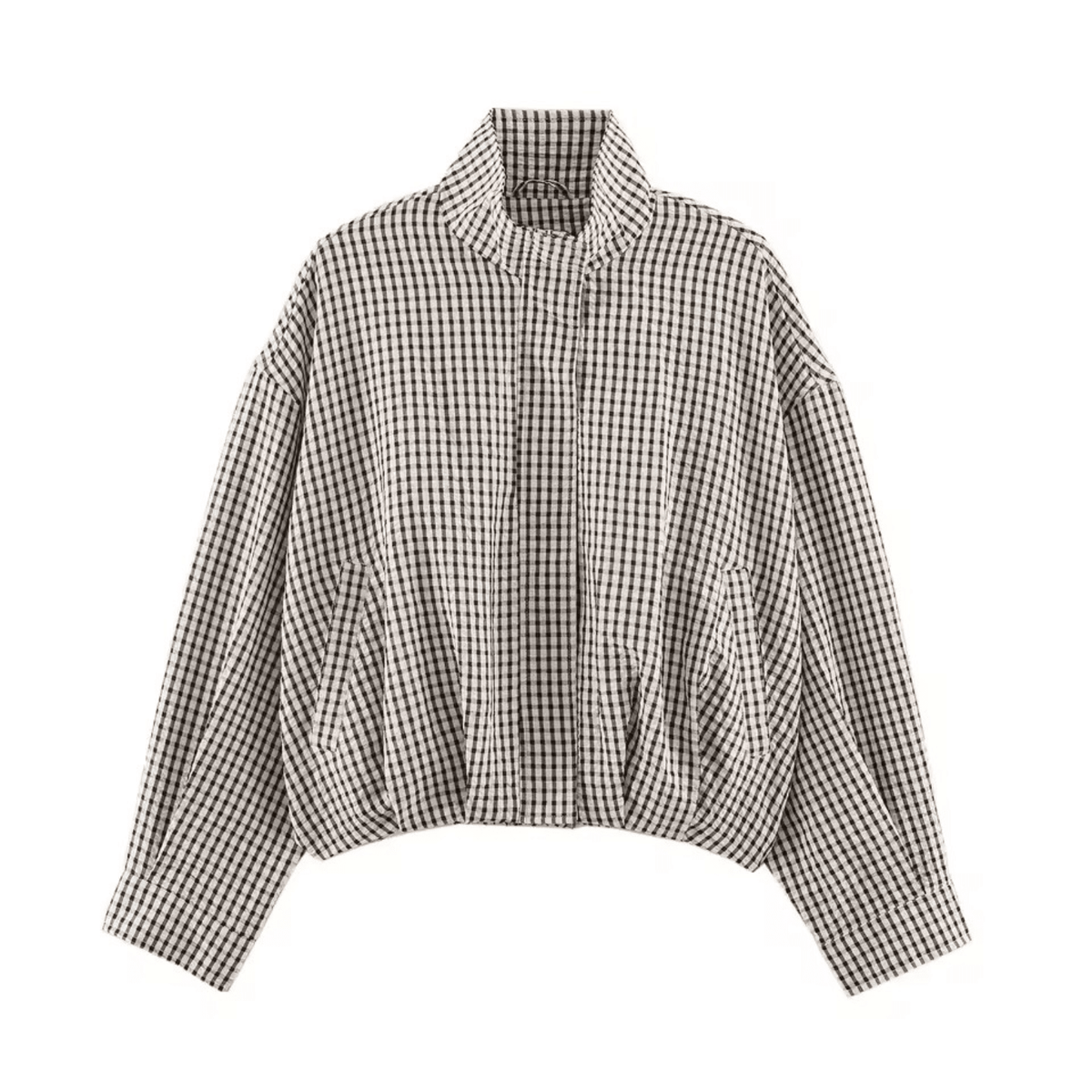 Karierte Oversize Jacke mit Stehkragen - Fav Avenue