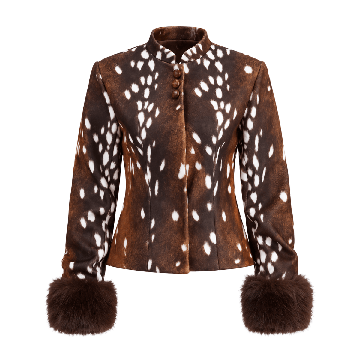 Kunstfelljacke mit Animal-Print & Fellmanschetten - Fav Avenue