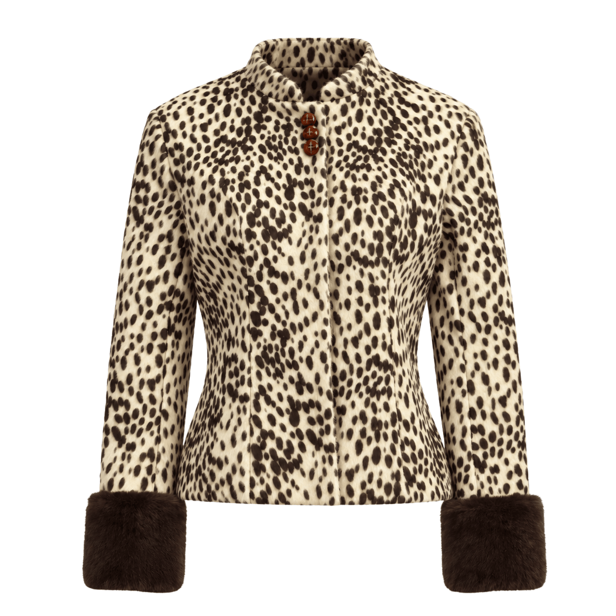 Kunstfelljacke mit Animal-Print & Fellmanschetten - Fav Avenue