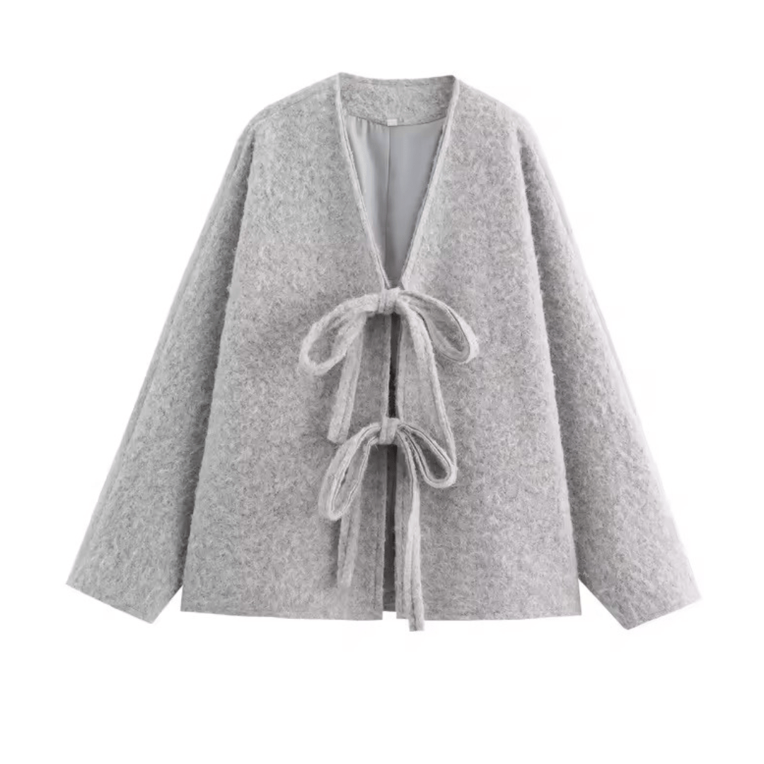 Lace - Up Cardigan mit Schleifendeteil - Fav Avenue