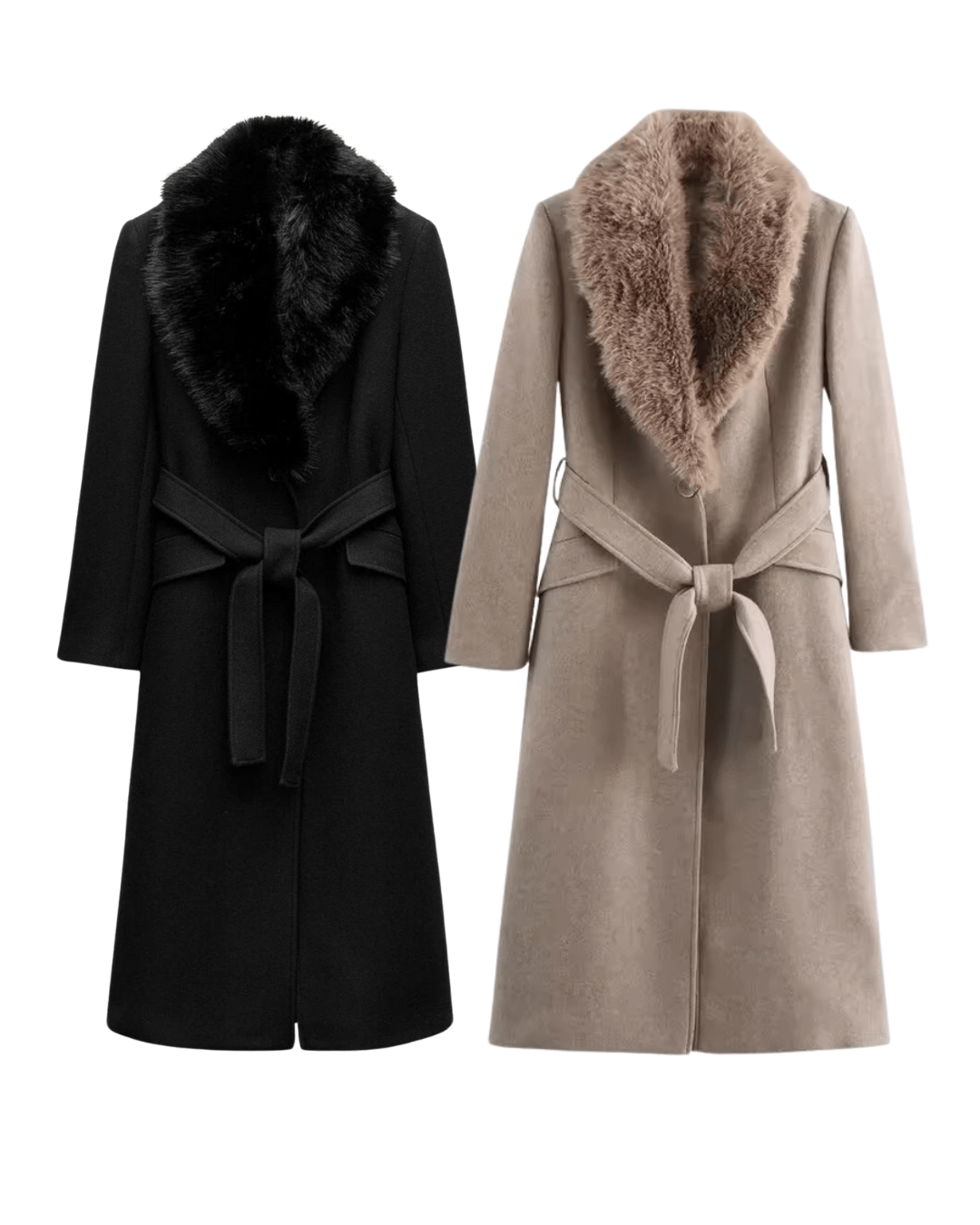 Mantel mit Schnürdetail und Kunstfellkragen - Fav Avenue