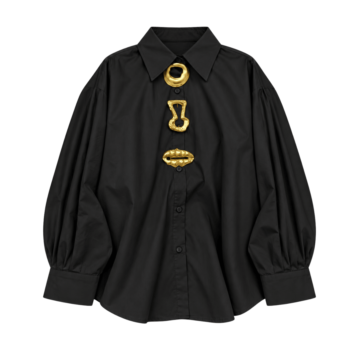 Oversize Damenbluse mit goldfarbenen Schmuckdetails - Fav Avenue