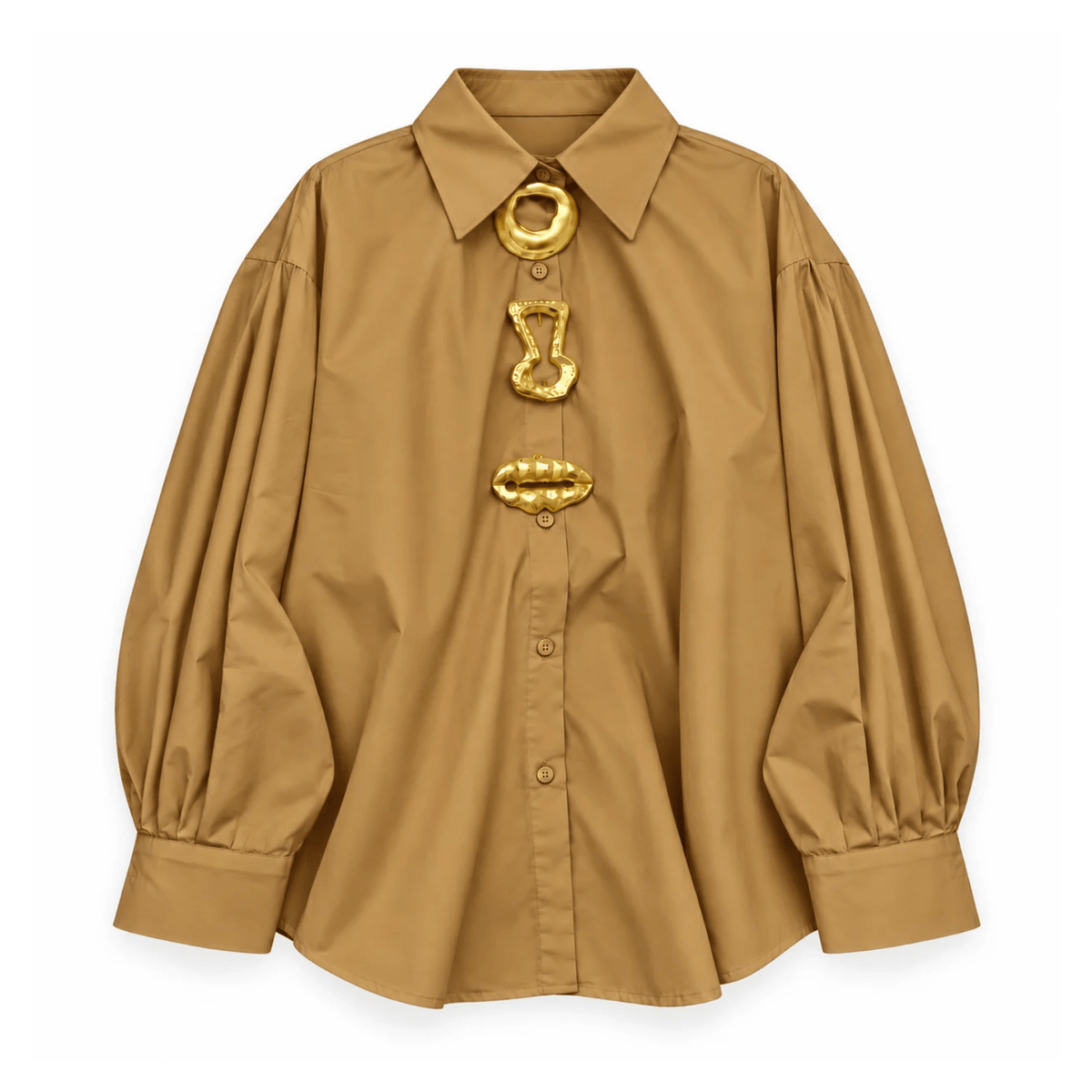 Oversize Damenbluse mit goldfarbenen Schmuckdetails - Fav Avenue