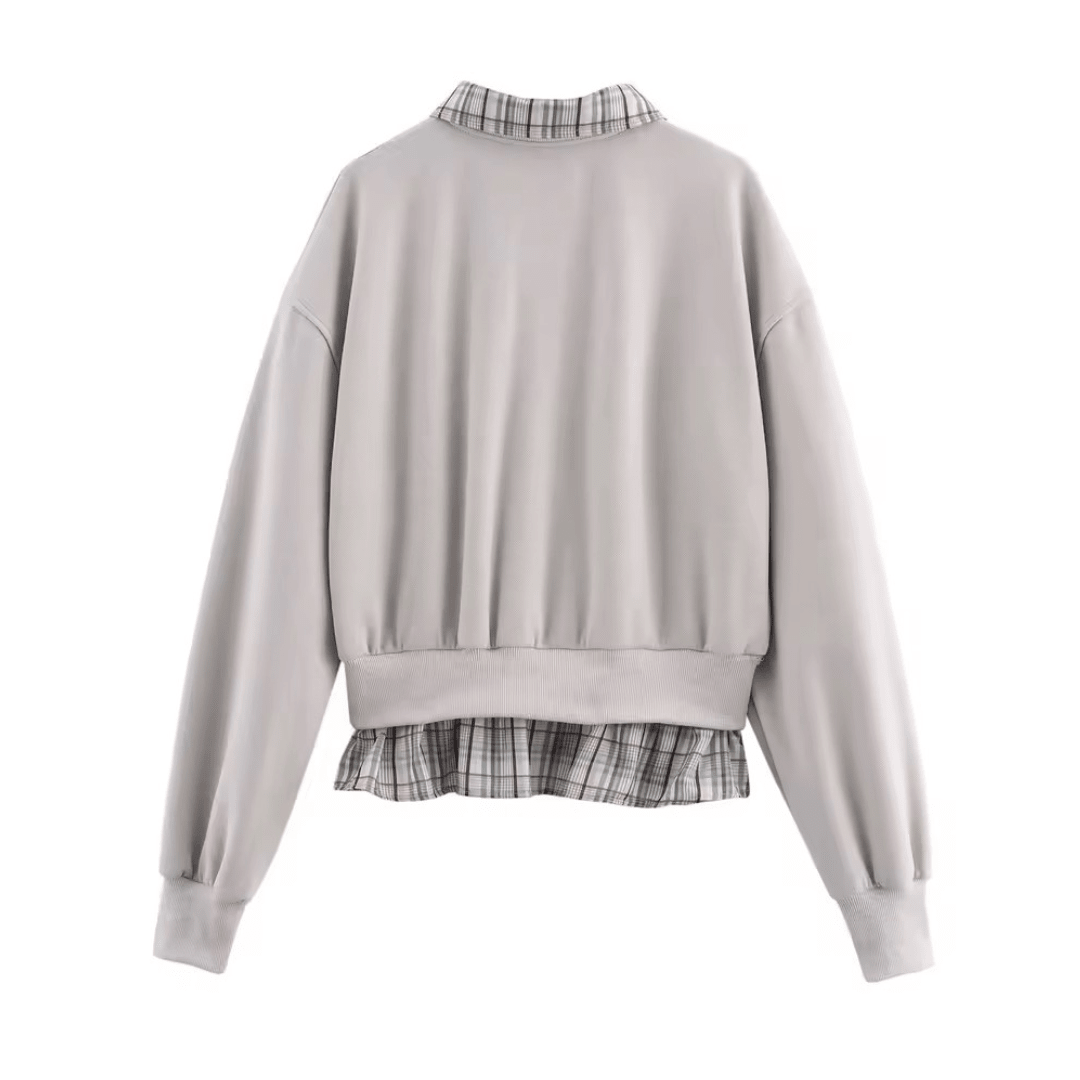 Oversized Zip Hoody mit karierten Kragen - Fav Avenue