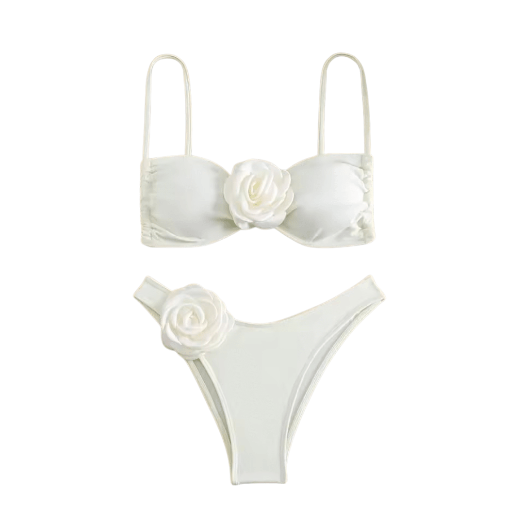 Rose Noir Bikini mit 3D Blüten - Fav Avenue