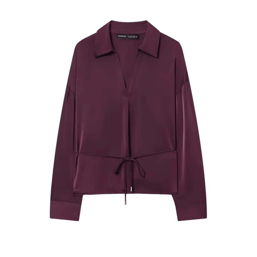 Satin Bluse mit Gürtel - Fav Avenue