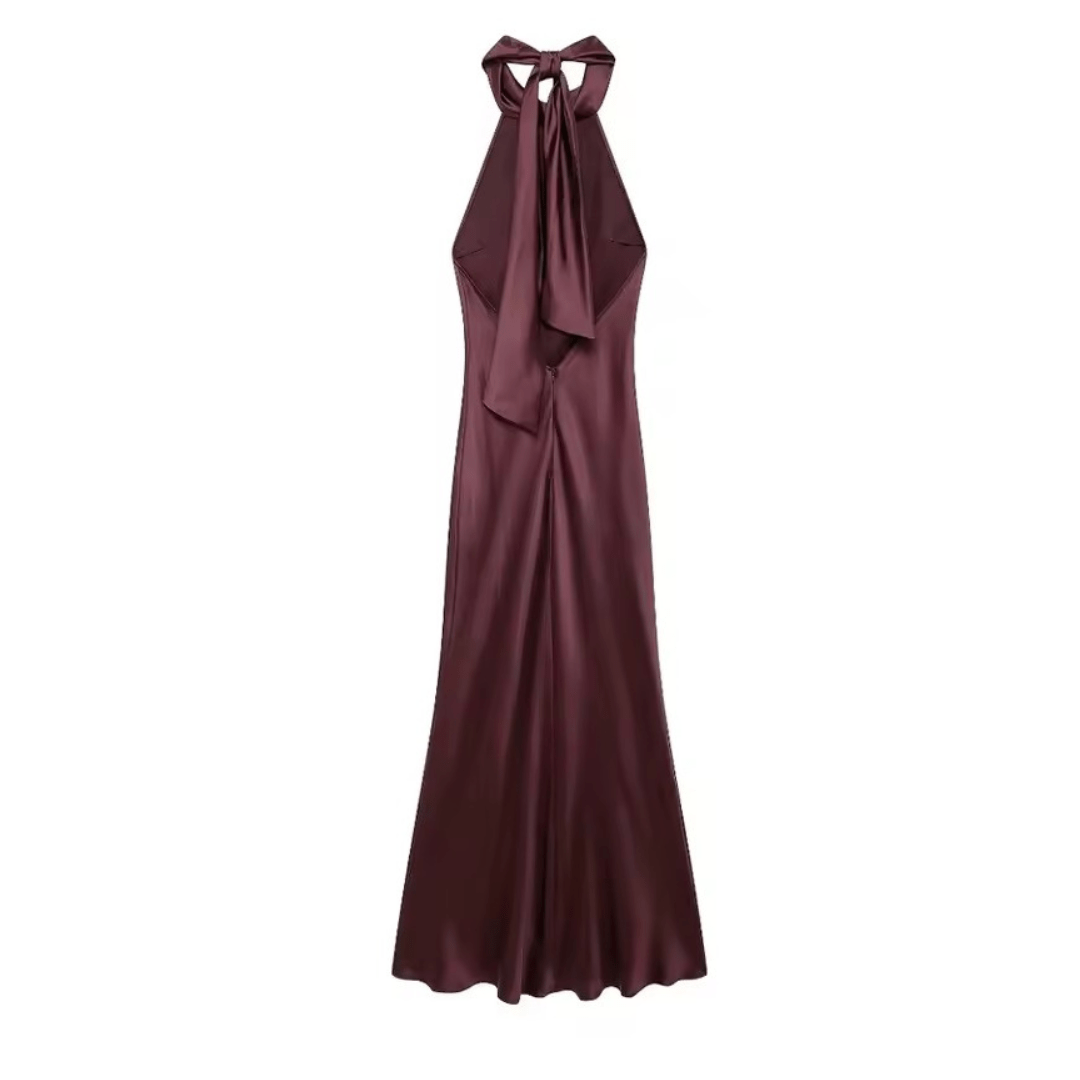 Satin Neckholder Maxi Kleid - Fav Avenue