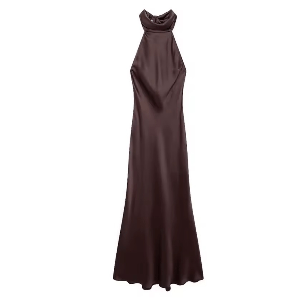 Satin Neckholder Maxi Kleid - Fav Avenue