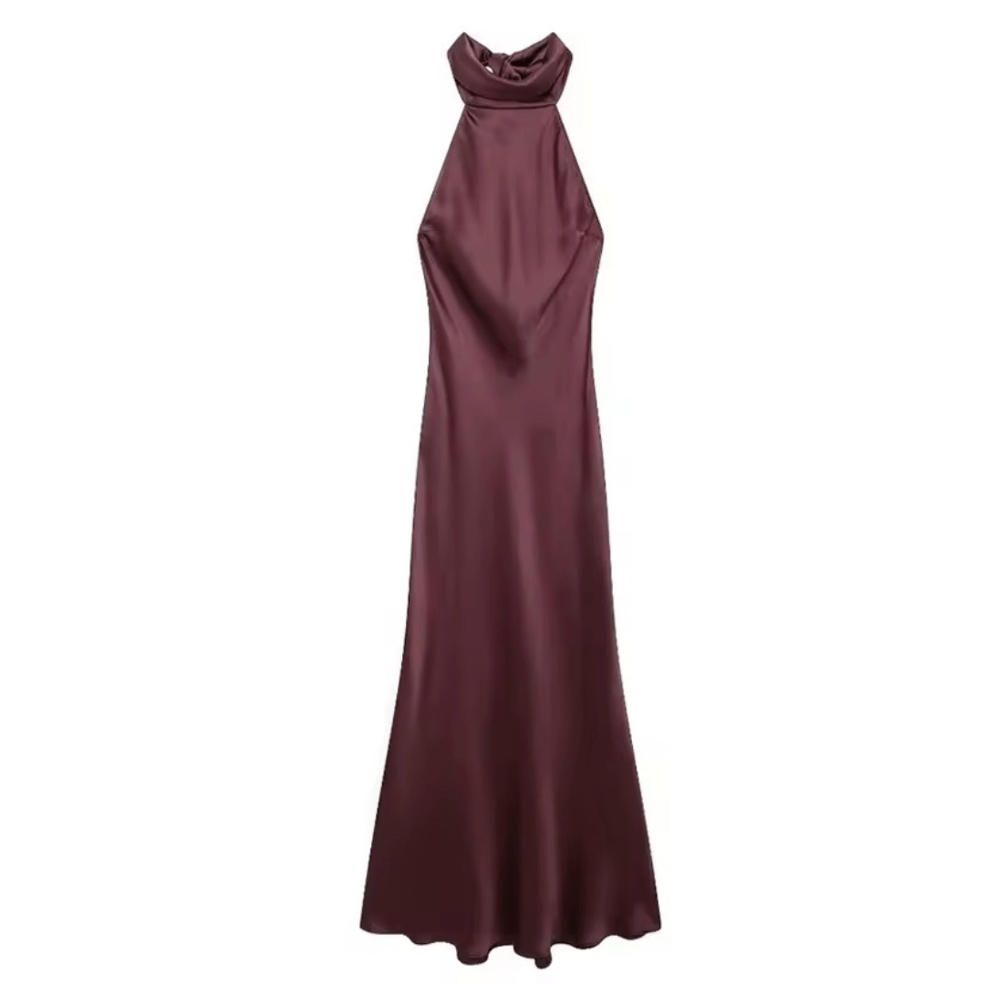Satin Neckholder Maxi Kleid - Fav Avenue