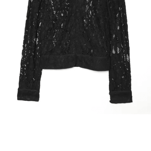 Schwarze Spitzenbluse - Elegante leichte Jacke - Fav Avenue