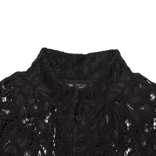 Schwarze Spitzenbluse - Elegante leichte Jacke - Fav Avenue