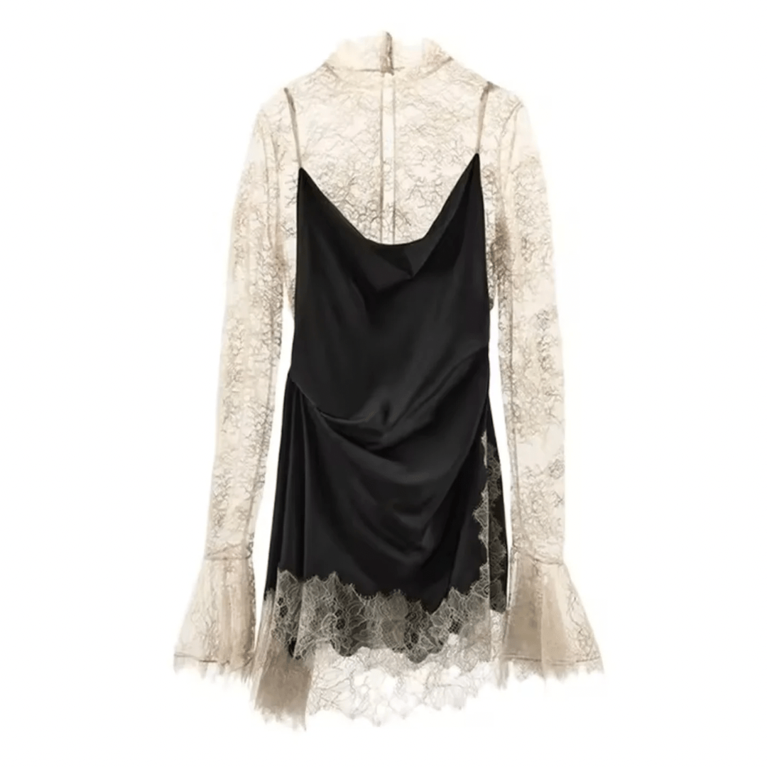 Spitze Abendkleid mit Glockenärmeln - Fav Avenue