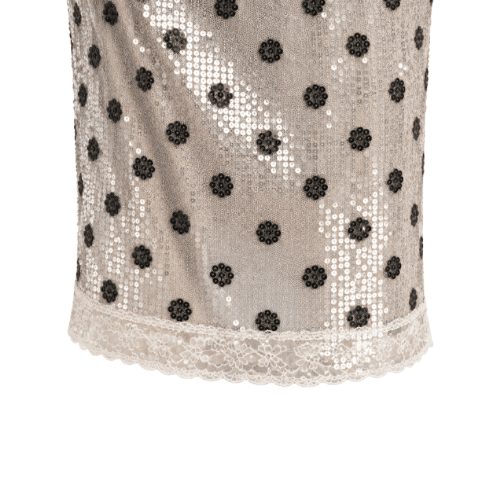 Transparent Pailetten Midirock mit Spitze - Fav Avenue