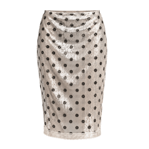 Transparent Pailetten Midirock mit Spitze - Fav Avenue