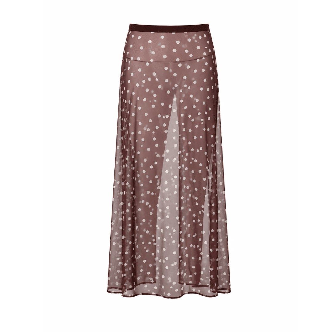 Transparenter Polka Dot Chiffon Rock - Fav Avenue
