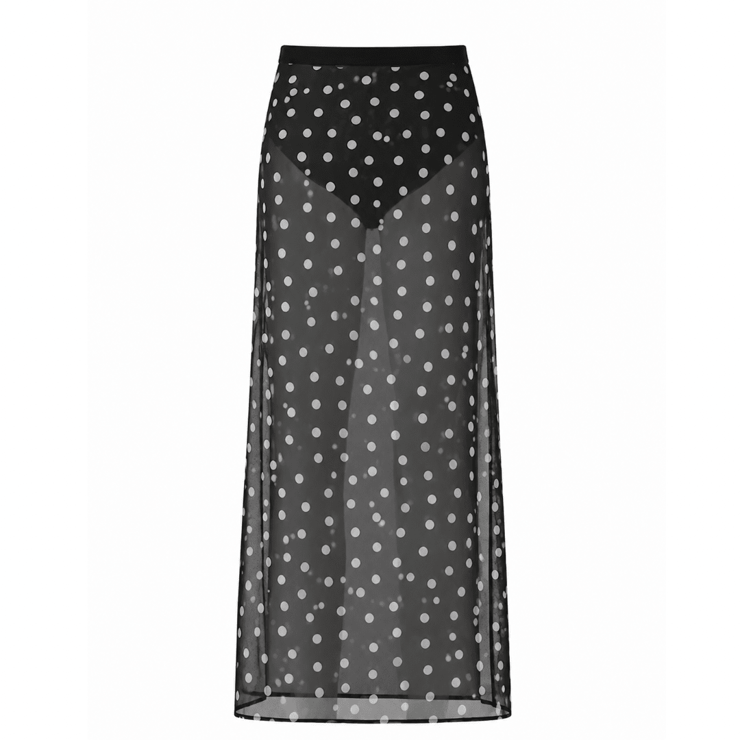 Transparenter Polka Dot Chiffon Rock - Fav Avenue