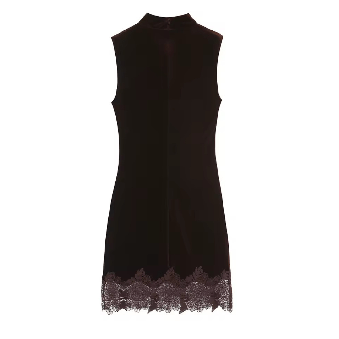 Velvet Mini Kleid mit Spitzenkante - Fav Avenue