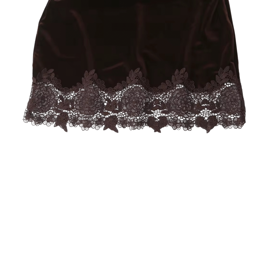 Velvet Mini Kleid mit Spitzenkante - Fav Avenue