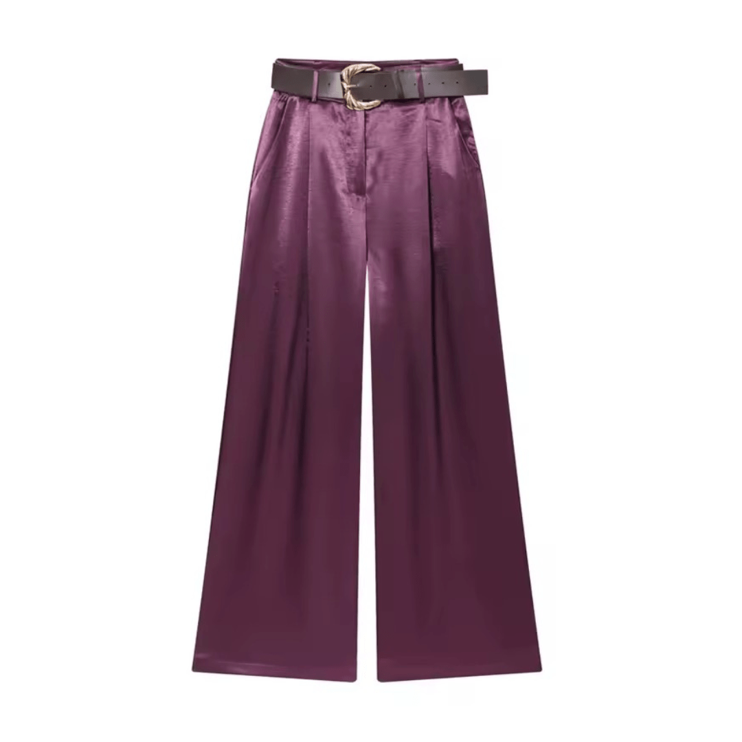 Zweiteiler Ballonärmel Top und High - Waist Hose mit Gürtel - Fav Avenue