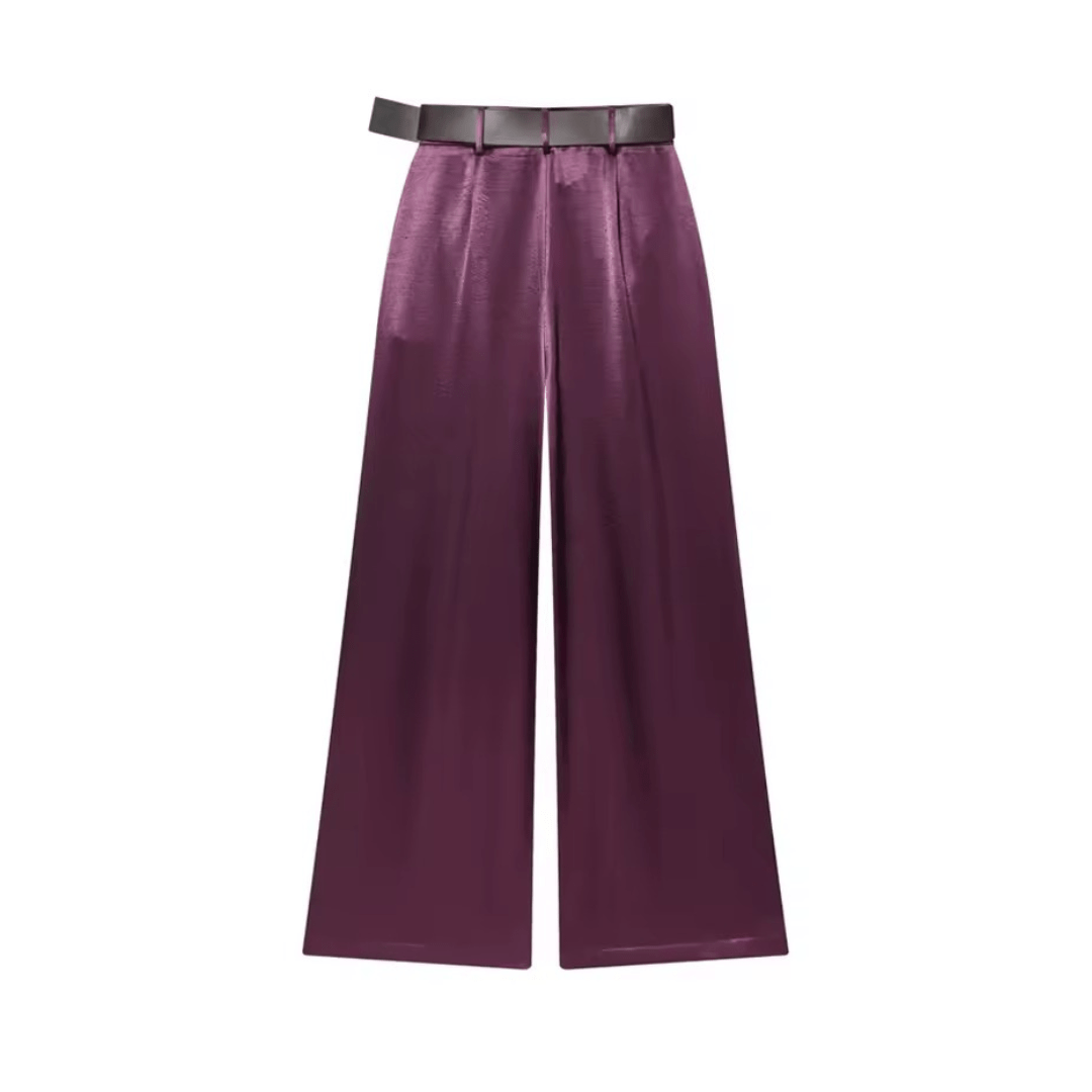 Zweiteiler Ballonärmel Top und High - Waist Hose mit Gürtel - Fav Avenue