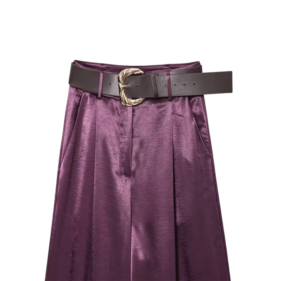 Zweiteiler Ballonärmel Top und High - Waist Hose mit Gürtel - Fav Avenue